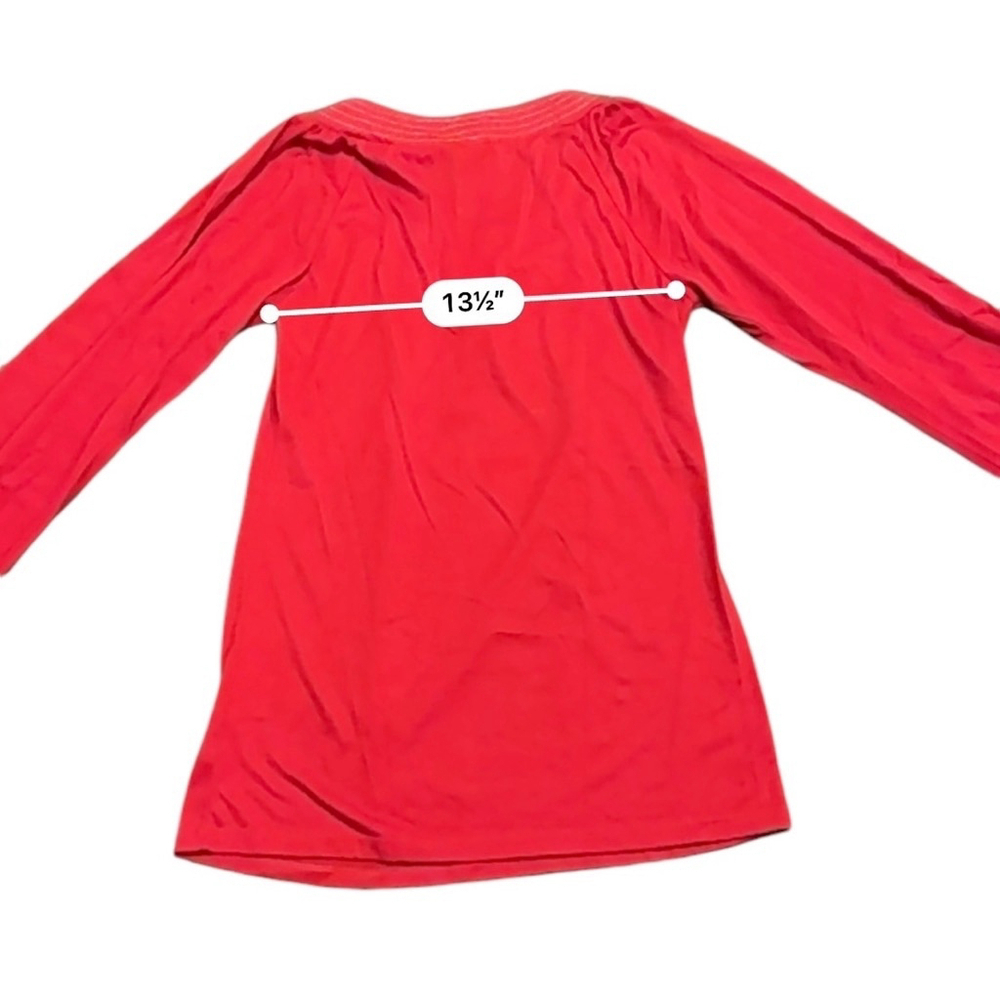 BKE Women’s Red Long Sleeve Shirt Rhinestone Contrast Stitching Size Large - Picture 7 of 9